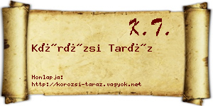 Körözsi Taráz névjegykártya